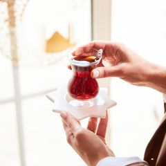 Selçuklu Yıldızı Çay Bardağı 2\'li Set Beyaz