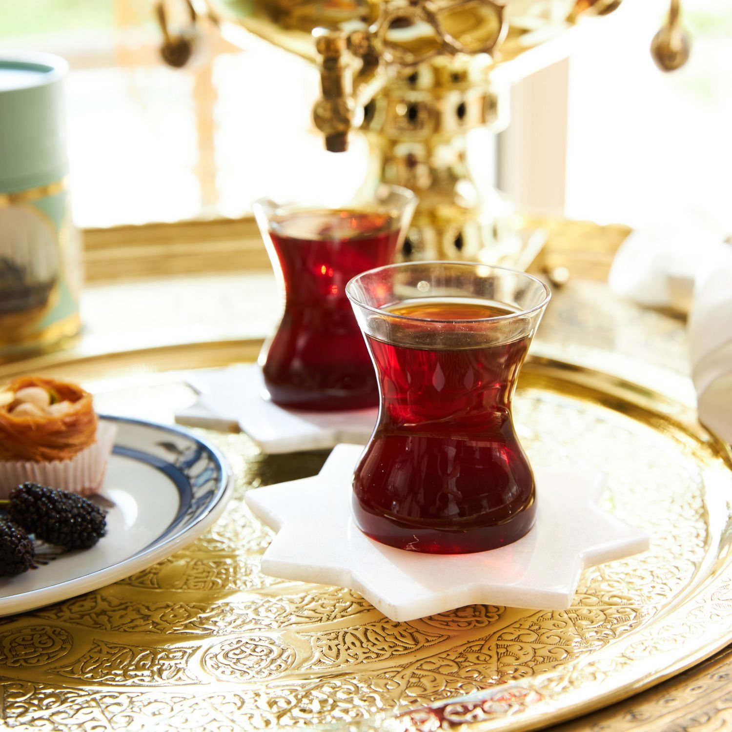 Selçuklu Yıldızı Çay Bardağı 2\'li Set Beyaz