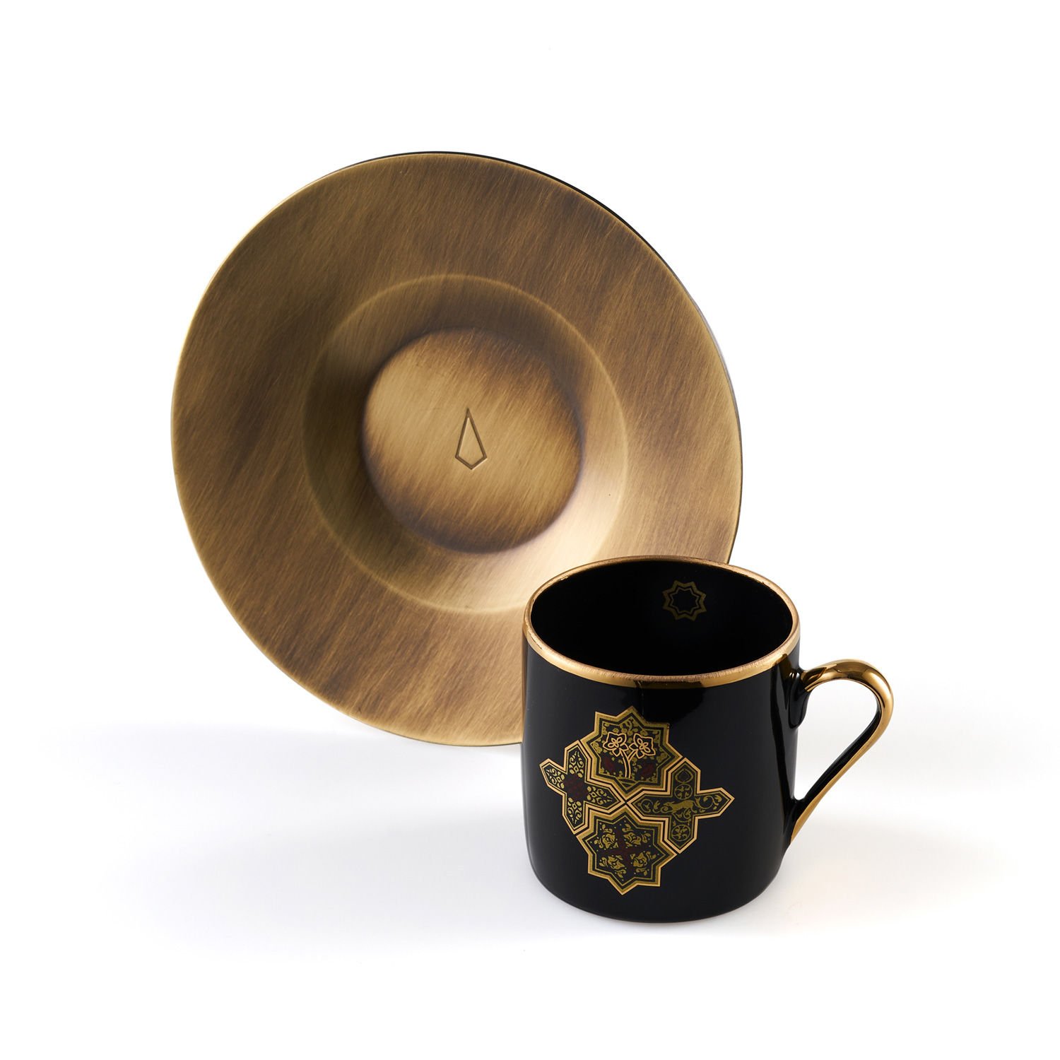 Siyah Sırlı Karo Kahve Fincan 2\'li Set