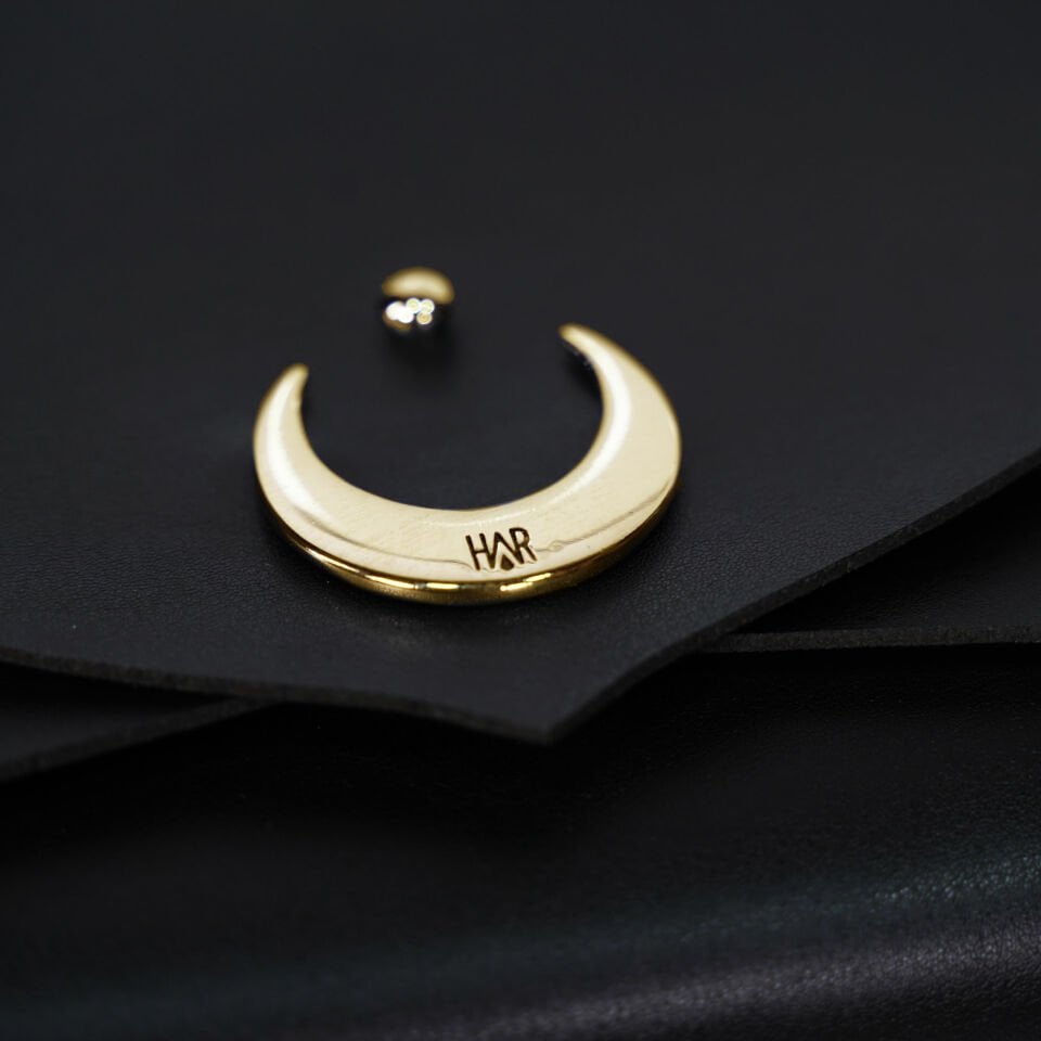 Deri Çantalı Hilal Seccade Siyah Altın