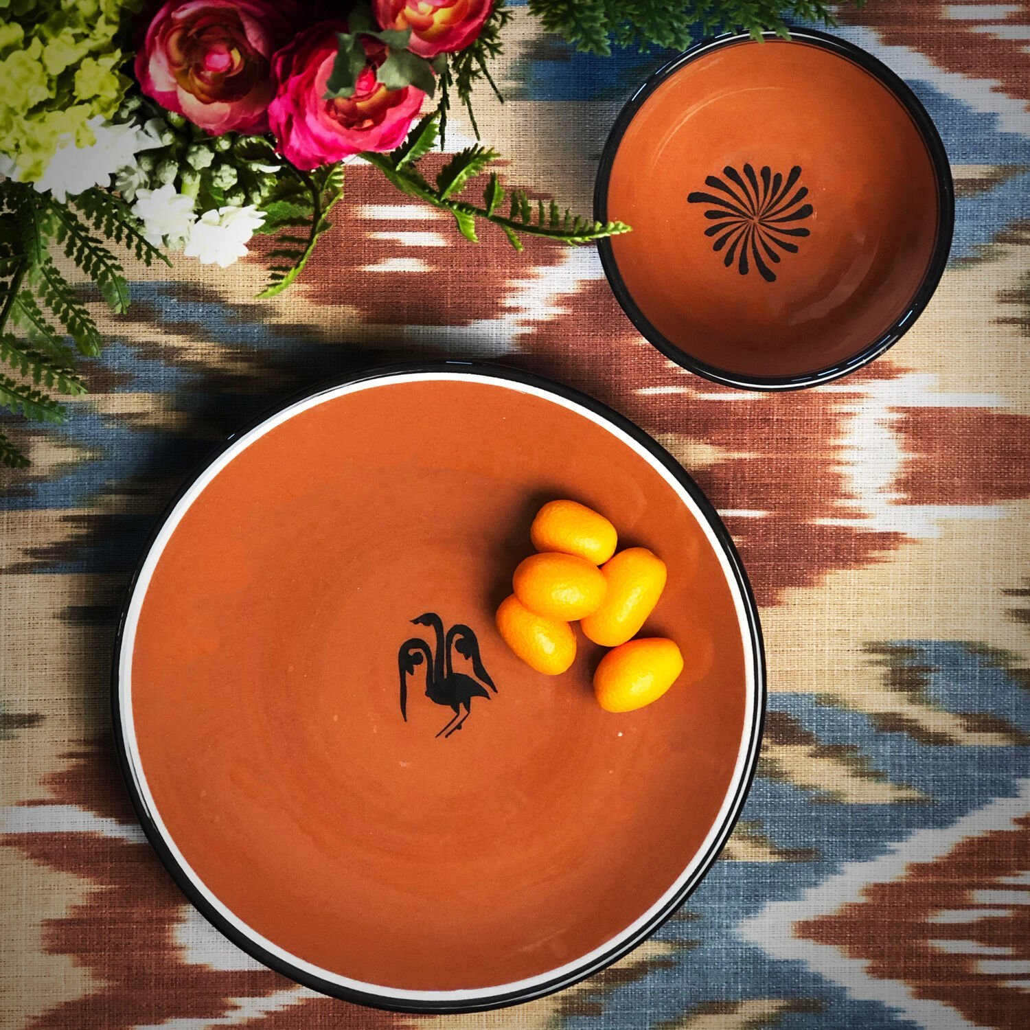 Balıkçıl Çini Düz Tabak